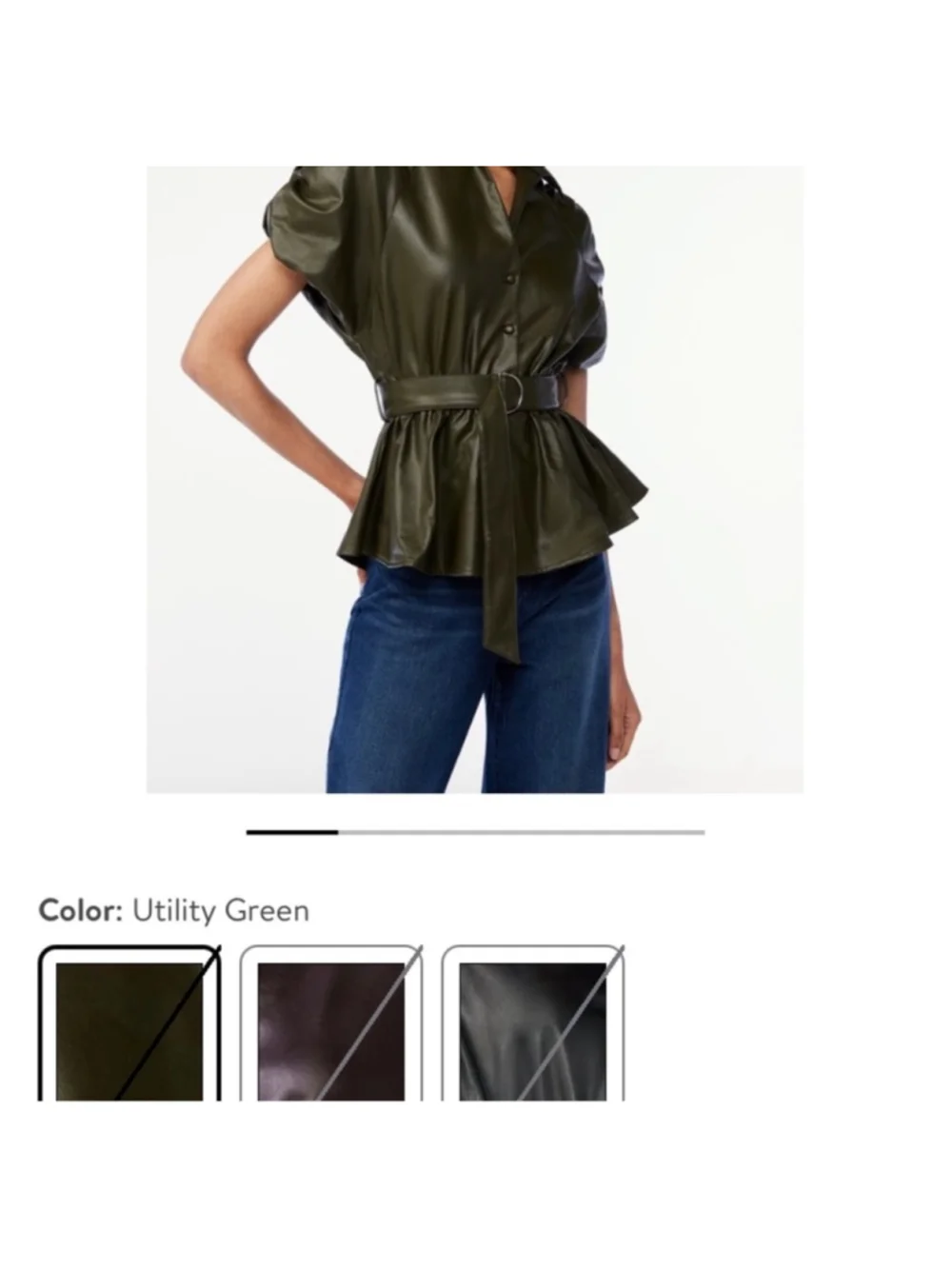 Scoop Women's Faux Leather Belted Peplum Top Women’s Size L (12/14) NWT - Picture 3 of 9